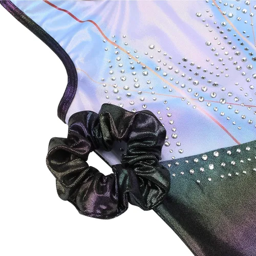Miniatura 106 de MODAFANS Leotardos de gimnasia para niñas brillantes para bailar ballet, pantalones cortos con espalda cruzada