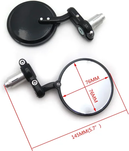 Miniatura 3 de SMT-Espejo redondo de aluminio negro con extremo de barra de 7/8 pulgadas, compatible con Cafe Racer Clubman CB XS KZ GS [B00RW3E16M]