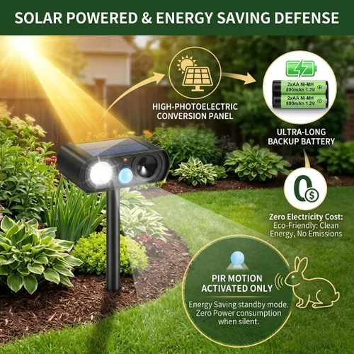 Miniatura 5 de 2026 Upgraded Sonic Fortress Pro Deer Repellent Devices,4Pack Feral Cat Deterrent Outdoor Solar Ultrasonic Animal Repellent with Motion Sensor&Flash