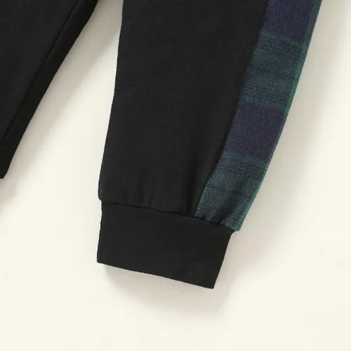 Miniatura 20 de YOUNGER TREE Conjunto de sudadera con capucha para niños pequeños, conjunto de camisa de franela a cuadros para otoño, invierno y primavera