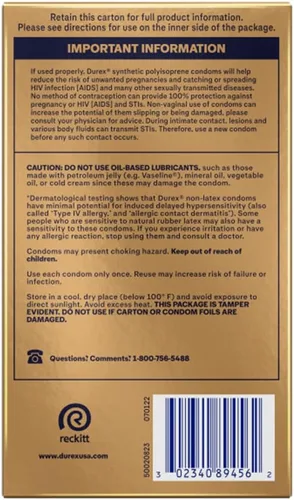 Miniatura 4 de Preservativos Durex sin látex para el sexo, condones lubricados sin látex Durex Avanti Bare Real Feel para hombres con sensación natural de piel