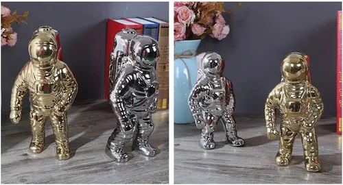 Miniatura 4 de Uterstyle Figura de astronauta de cerámica, estatua de astronauta, jarrón temático aeroespacial, manualidades, decoración del hogar, regalo de Dorado