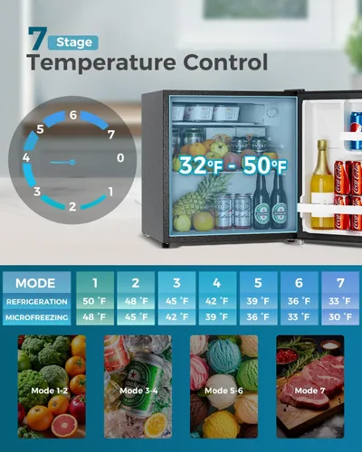 Miniatura 3 de Feelfunn - Mini refrigerador con congelador de 1.7 pies cúbicos; refrigerador mini de una sola puerta con termostato ajustable, bajo nivel de ruido