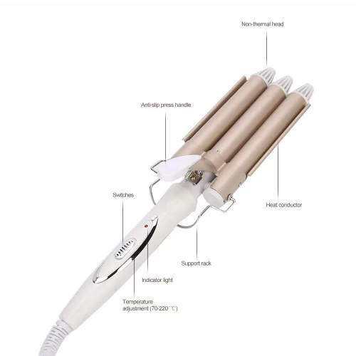 Miniatura 3 de Rizador de pelo, 3 rizadores de pelo de 0.866 in, rizador de pelo de cerámica portátil ajustable con temperatura ajustable para cabello rápido
