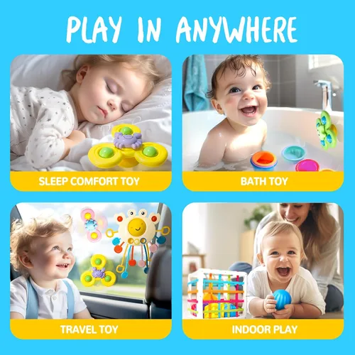 Miniatura 8 de Juguetes Montessori para bebés de 0-3-6-12 meses, juguetes 6 en 1 para bebés de 4, 5, 6, 7, 8, 9 meses, juguetes apilables de bloques para bebés