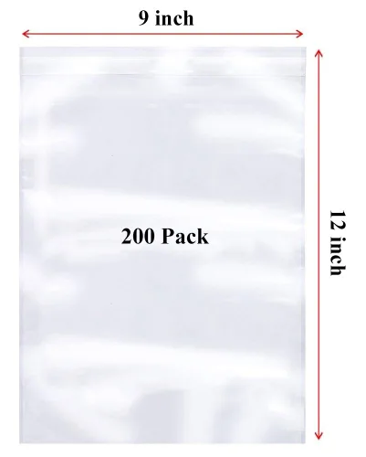 Miniatura 2 de Bolsas de polietileno transparentes con sello de plástico seguro para alimentos de 2 mil para almacenamiento, embalaje y más, 9 x 12 pulgadas