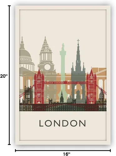 Miniatura 8 de Póster de ilustración de Londres, impresión de paisaje urbano y monumento de Inglaterra, arte de pared para el hogar, decoración de oficina, 16 x 20