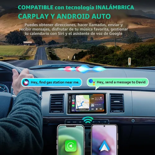 Miniatura 2 de Estéreo de coche de doble DIN compatible con Apple Carplay inalámbrico, Android Auto, receptor de audio de coche con pantalla táctil de 7 pulgadas