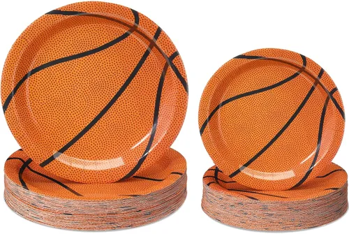 Aoriher Paquete de 120 platos de papel para fiesta de béisbol, baloncesto, fútbol, fútbol, fiesta, paquete y platos de postre, vajilla temática