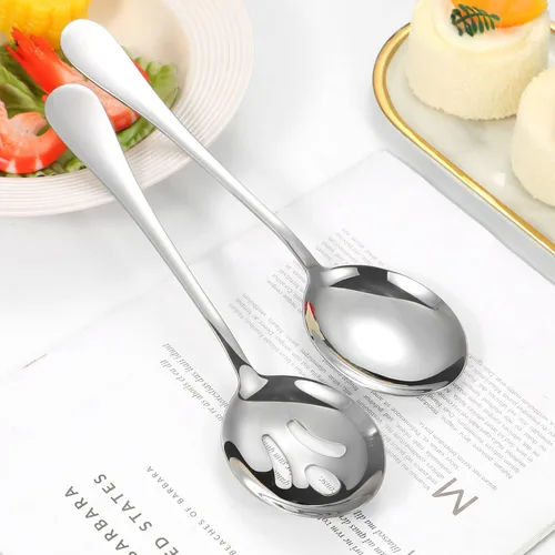Miniatura 3 de Utensilios de servir de acero inoxidable, juego de 8 piezas con cucharas de servir, tenedor de servir, cucharón de sopa, servidor de lasaña