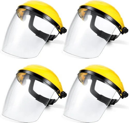 Miniatura 9 de Tellegloww 4 protectores faciales de seguridad transparentes para moler y cortar, ligero, resistente a los impactos con trinquete ajustable, máscara