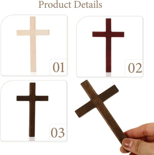 Miniatura 6 de Adornos de cruz de madera, paquete de 6 decoraciones de cruz de madera de 4.72 x 2.75 pulgadas para decoración del hogar, centro de mesa, decoración