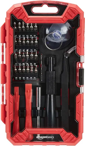 Miniatura 5 de Amazon Basics Juego de destornilladores de precisión, kit de herramientas de reparación electrónica de 32 piezas para portátiles, teléfonos