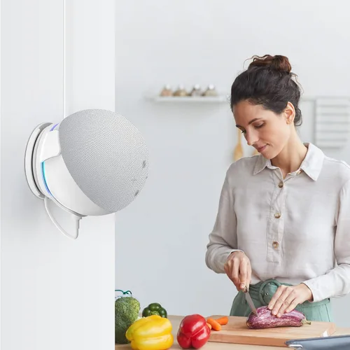 Miniatura 6 de PlusAcc Soporte de pared para Echo Dot 5ª generación, soporte de pared para Echo Dot 5 Gen, accesorios Alexa Dot 5ª que ahorran espacio, Blanco