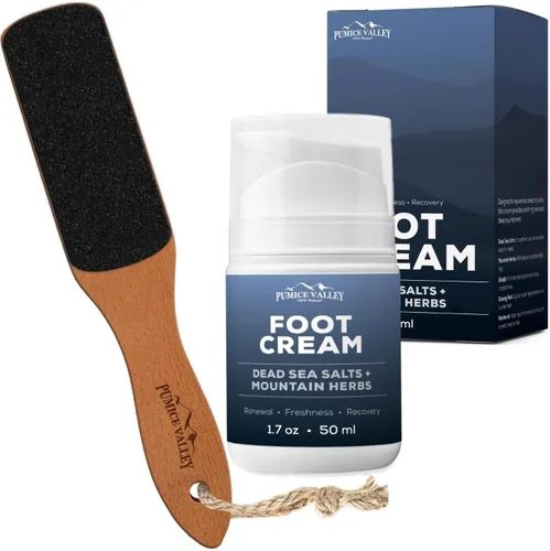 Lima de pies con mango de piedra pómez para piel seca y muerta, crema de pies para pies y tacones secos agrietados, hidratante natural, tratamiento