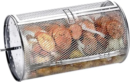 ROTO-Q 360 Cesta Giratoria de Asador: ¡Eleva Tu Juego de Parrilla! Perfecta para Alitas de Pollo, Granos de Café y Más (Compatible Solo con Asador