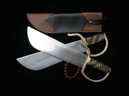 Miniatura 8 de Chinese Wing Chun - Espadas de mariposa Bart Cham Dao - Cuchillas de acero inoxidable hechas a mano con funda de cuero, accesorios de latón