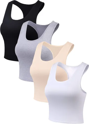 Miniatura 7 de Boao 4 camisetas básicas sin mangas de espalda cruzada para mujer