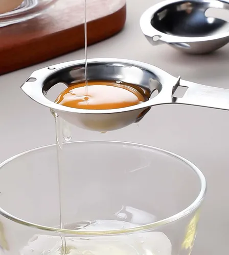 Miniatura 5 de Lexenic Separador de huevos de acero inoxidable, paquete de 2, accesorio de cocina prémium para cocinar y hornear de precisión, yema de huevo