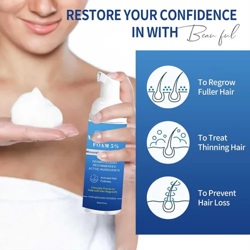 Miniatura 4 de 5% de espuma de minoxidil para el crecimiento del cabello de las mujeres: tratamiento extra fuerte para el crecimiento del cabello - Nutre el cuero