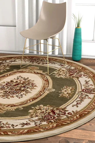 Miniatura 25 de Alfombra de pastoral con medallón de tejido suave y grueso, estilo europeo, con diseño floral y tradicional, fácil de limpiar, moderna, clásica