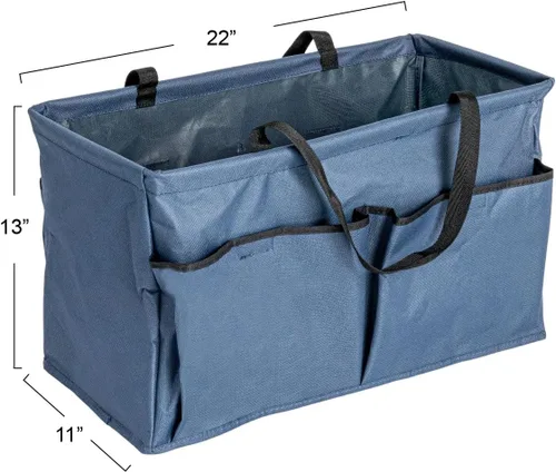 Miniatura 2 de Household Essentials Krush Bolsa multiusos de lona con bolsillos, bolsa reutilizable para comestibles, color azul con ribete negro