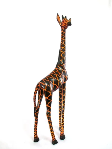Miniatura 2 de African Art Estatua de escultura de jirafa de madera tallada a mano de 18 pulgadas, fabricada en Kenia