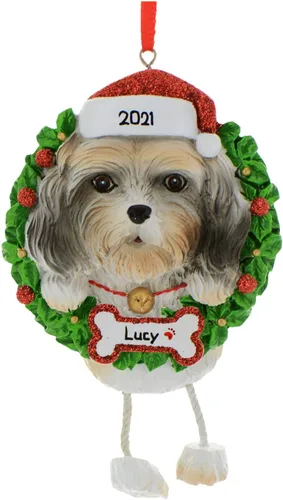 Miniatura 2 de Adornos de Navidad personalizados para perros de Elfos 2024 – Corona Shih Tzu para la primera Navidad de los amantes de los perros