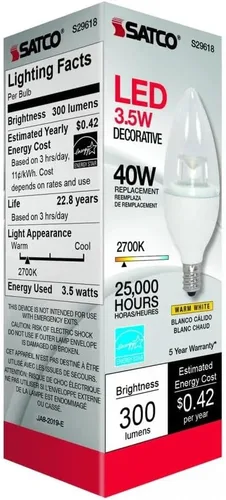 Miniatura 2 de Satco S29618 3.5CTC/LED/927/E12/120V Paquete de 6