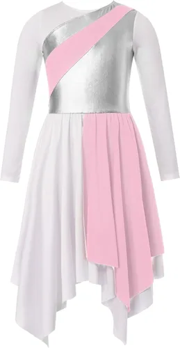 Miniatura 45 de CHICTRY Vestido de baile lírico sin mangas asimétrico para niñas, disfraz de adoración litúrgica contemporánea