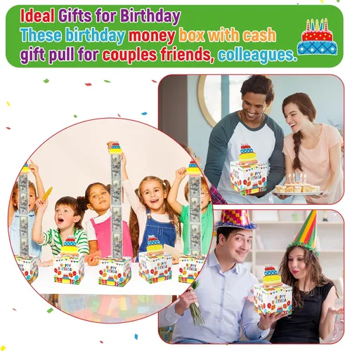 Miniatura 7 de Chiazllta Regalo de Caja de Dinero de Feliz Cumpleaños con Tarjeta - Kit Colorido de Caja de Extracción de Dinero para Fiesta