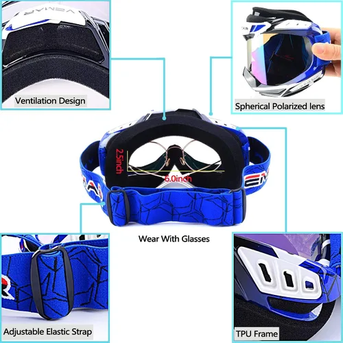 Miniatura 5 de Gafas de motocicleta y motocross para carreras de cuatrimoto (ATV), de bicicleta en tierra, de todoterreno y carrera táctica de motocicleta