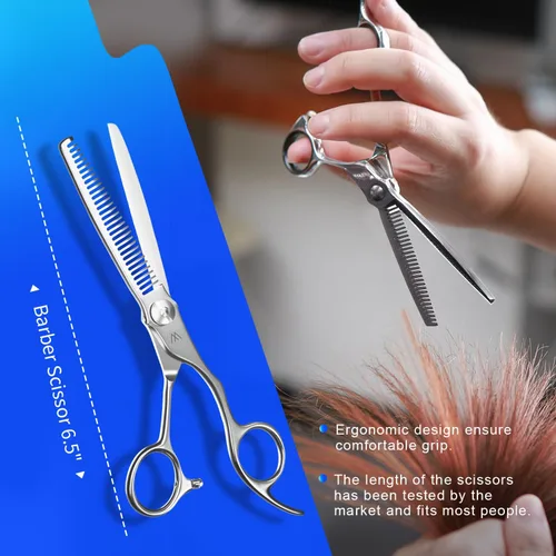 Miniatura 4 de Sirabe Tijeras profesionales para adelgazar el cabello, cuchillas extremadamente afiladas de 6.5 pulgadas para adelgazar el cabello con estuche