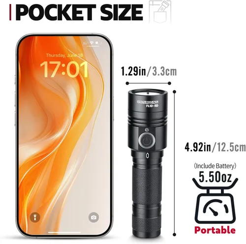 Miniatura 5 de Linterna LED roja de alta potencia recargable, 300 yardas linterna roja IP65 impermeable luz roja antorcha para observación nocturna, camping