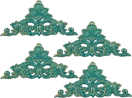 Sungmor Apliques de muebles de esquina grandes de 11.8 pulgadas, marco de hierro fundido vintage para pared, puerta, armario, armario, tocador,