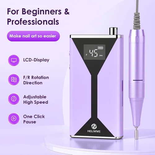 Miniatura 7 de Taladro de uñas eléctrico profesional de 45000 RPM (portátil y recargable) (con 11 brocas), máquina de lima de uñas inalámbrica para dar