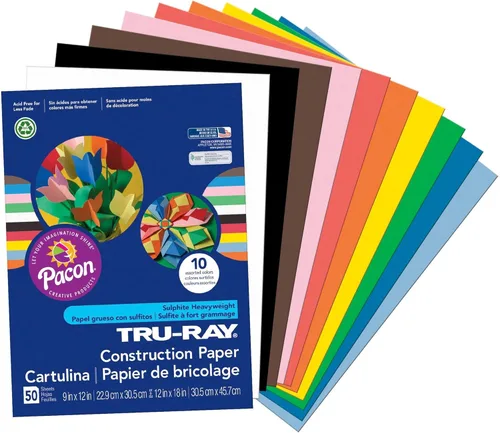 Miniatura 6 de Tru-Ray Papel de construcción, 10 colores vibrantes, 9 x 12 pulgadas, 50 hojas y papel de construcción P103031, 10 colores clásicos, 9 x 12 Surtido