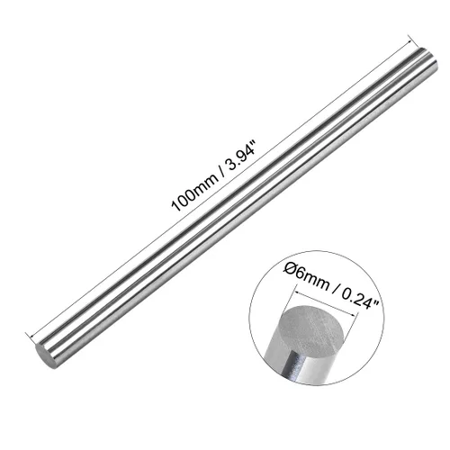 Miniatura 2 de uxcell Barra Redonda Sólida de Acero de Tungsteno K30 para Torno, Eje de 6mm (0.24 pulgadas) de Diámetro, 100mm (3.94 pulgadas) de Longitud