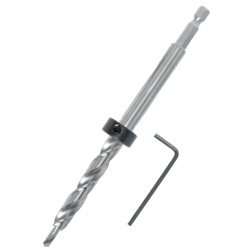 Miniatura 2 de POWERTEC 71933-P2 Broca de taladro de bolsillo con vástago hexagonal de 1/4 pulgadas, broca de repuesto con collar de tope de profundidad