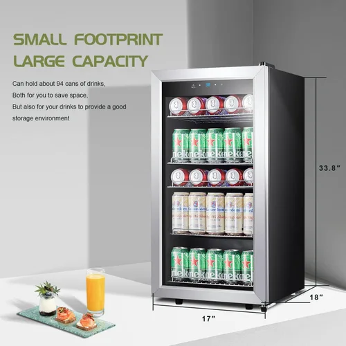 Miniatura 3 de Kalamera Mini Refrigerador de Bebidas Independiente - Capacidad para 120 Latas Enfriador de Bebidas - para Refrescos, Agua, Cerveza o Vino