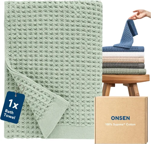 Miniatura 12 de ONSEN Supima® - Toalla de baño de punto gofre, grande, de secado rápido, 100% algodón estadounidense, ligera y absorbente, 38 x 67 pulgadas