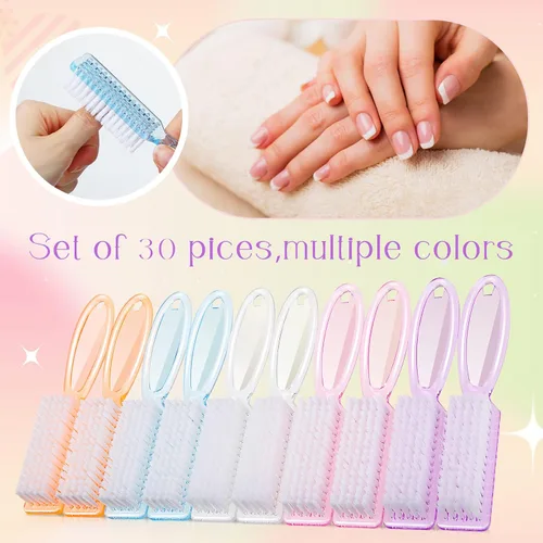 Miniatura 5 de Patelai 30 cepillos de uñas para limpieza de uñas, cepillo de limpieza de pedicura para dedos de manos y uñas (negro)
