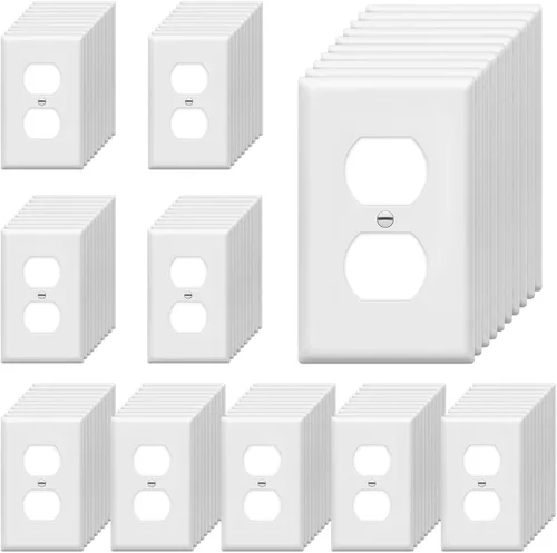 Miniatura 39 de ENERLITES Placa de pared de salida de receptáculo dúplex de tamaño mediano, placas de cubiertas de toma de corriente, tamaño medio de 1 banda, 4.88