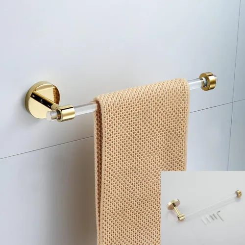 Miniatura 6 de SHUNLI Juego de accesorios de baño 4 piezas montadas en la pared, toallero+soporte para toallas de mano+soporte para papel higiénico+gancho, latón