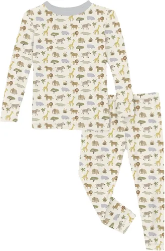 Miniatura 128 de KicKee Pants Conjunto de pijama de manga larga con estampado de piezas