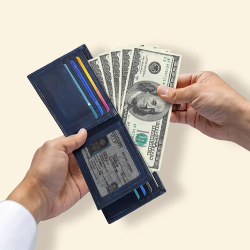 Miniatura 100 de Carteras RFID delgadas para hombres - Cartera de bolsillo frontal de piel genuina