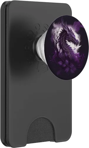Miniatura 7 de Dragón púrpura sobre fondo místico PopSockets intercambiables PopGrip