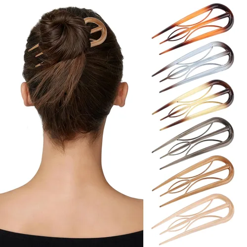 6 horquillas francesas para mujer, tenedores grandes en forma de U con dientes internos, fuerte sujeción para cabello grueso y fino, rizos franceses
