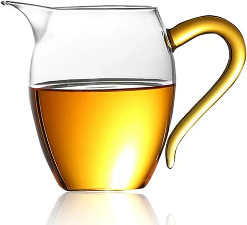 Gong Dao Bei, Cha Hai de vidrio para té y café o crema para compartir té y café o crema Jarra para servir leche HB-GB-2 (11.8 oz/ 11.8 fl oz)