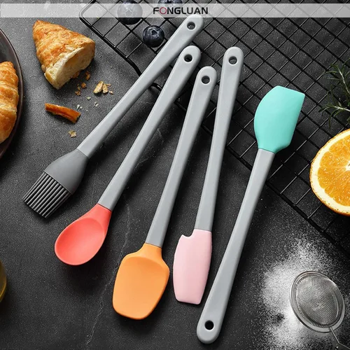 Miniatura 3 de Juego de 5 mini espátulas de silicona, resistentes al calor y antiadherentes, utensilios de cocina aptos para lavavajillas para cocinar, hornear